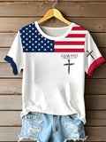 Comstylish Women's Independence Day Flag Print T-shirt