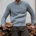 Men'S Retro Aran Knitted Art Crew Neck Cozy Knit Sweater elevenforest