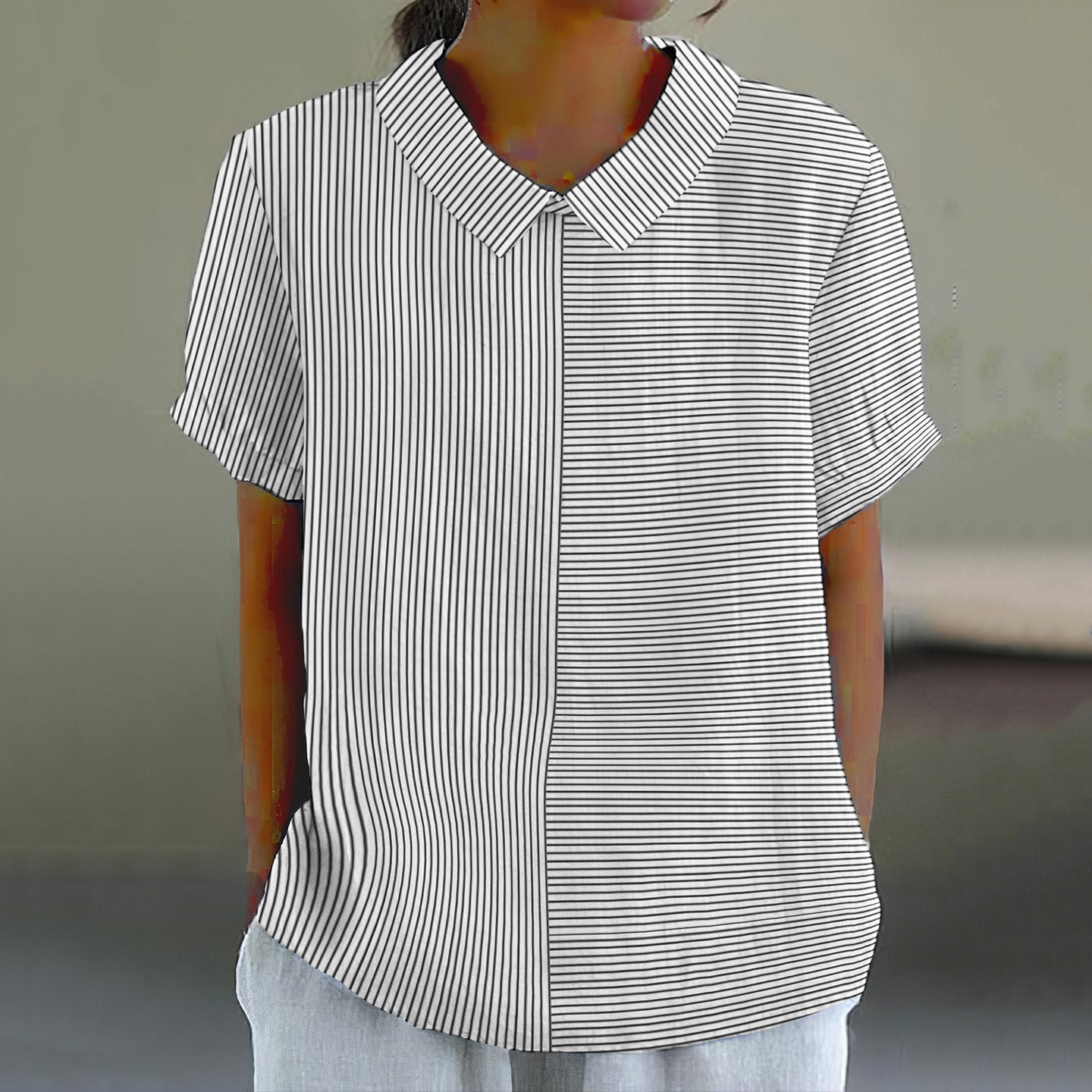 Women'S Vintage Stripe Pattern Casual Lapel Shirt elevenforest