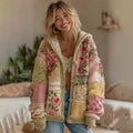 Women's Vintage Patchwork Floral Art Hooded Cardigan elevenforest