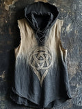 Men's Tribal Celtic Knot Dyed Hooded Linen Vest elevenforest