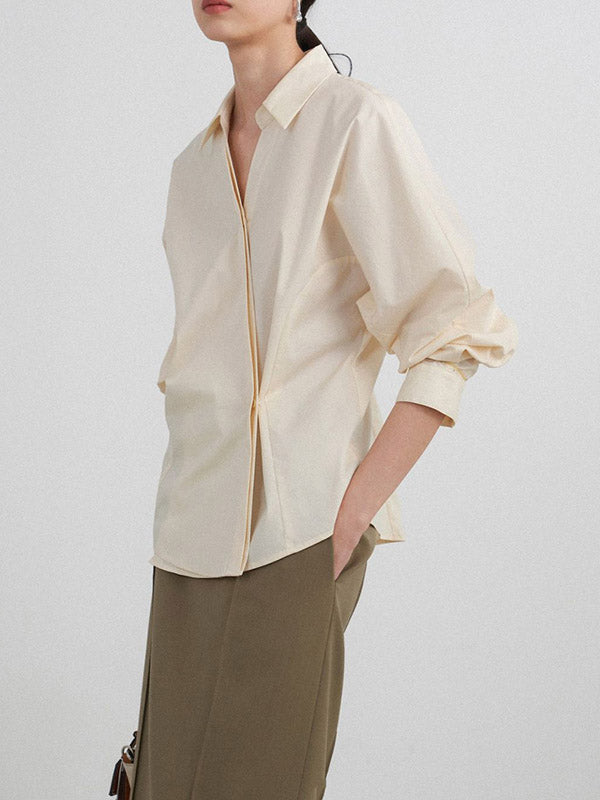 Loose Buttoned Color Long Sleeves Lapel Blouses&shirts Tops + Skirts Bottom + Notched Collar Blazer Outerwear Three Pieces Set