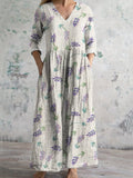 Forest Floral Embroidery Women's Linen Maxi Dress elevenforest