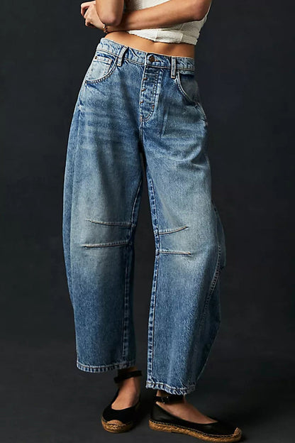 Street Pocket High Waist Denim Jeans
