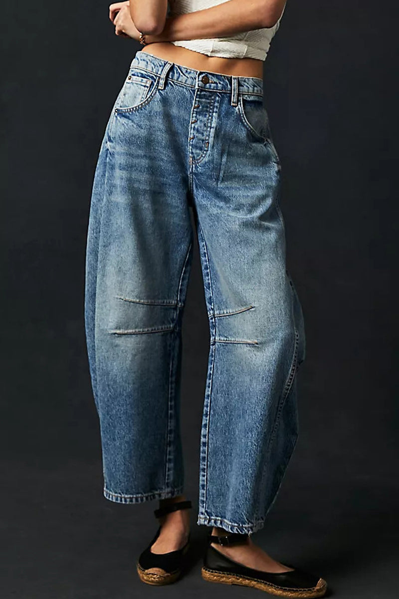 Street Pocket High Waist Denim Jeans