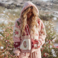 Women's Patchwork Floral Print Plush Hoodie elevenforest