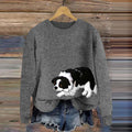 Comstylish Cute Australian Shepherd Applique Embroidery Cozy Sweater