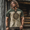 Men's Viking Tribal Celtic Patchwork Art Linen Shirt elevenforest