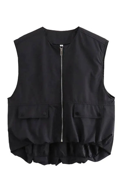 Fashionable Loose Sleeveless Pocket Vest