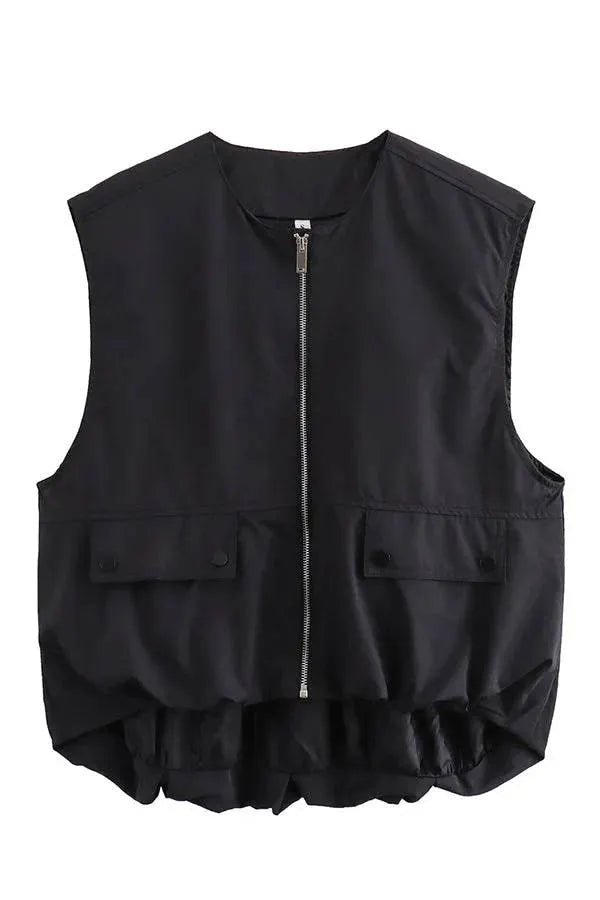 Fashionable Loose Sleeveless Pocket Vest