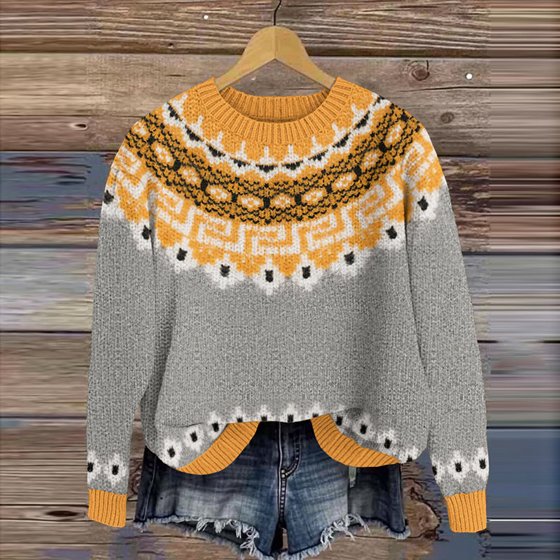Retro Ethnic Style Floral Knitted Embroidered Warm Sweater elevenforest