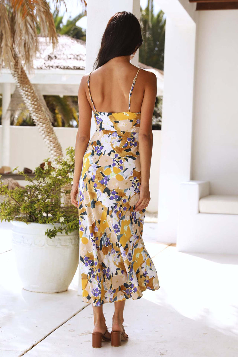 Slit Cami Backless Cut-out Midi Dress