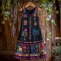 Women's Vintage Tribal Forest Art Pattern Dress elevenforest
