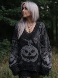 Women's Vintage Halloween Pumpkin Knit Sweater elevenforest