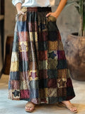 Women's Vintage Embroidered Floral Art Print Cotton Skirt elevenforest