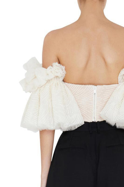 Off-shoulder Backless Broderie Tube Top