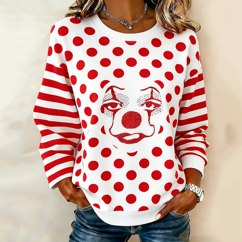 Comstylish Women's Celebration Cologne Carnival Clown Polka Dot Sweatshirt
