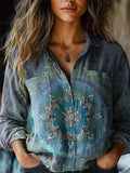 Women's Vintage Ethnic Floral Art Print Casual Long Sleeve Comfortable
