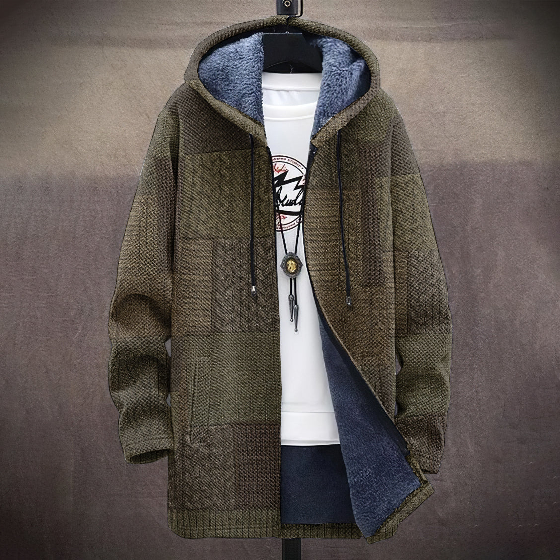 Men's Vintage Fairman Island Patchwork Pattern Zip Sweater elevenforest