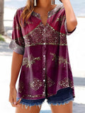 Women's Ethnic Style Tattoo Pattern Art Printed Cotton and Linen Casua