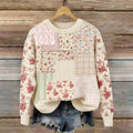 Vintage Boho Floral Patchwork Pattern Women's Casual Sweater elevenforest