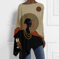 Comstylish Vintage African Portrait Art Print Irregular T-shirt