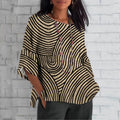Comstylish Vintage Stripe Pattern Women's Linen T-shirt