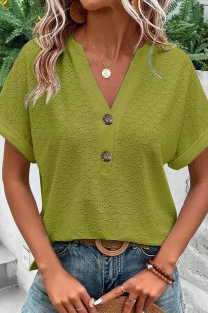 Buttons V Neck T-shirts(10 Colors)