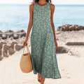 Women's Vintage Leaf Art Print Cotton And Linen Dress elevenforest