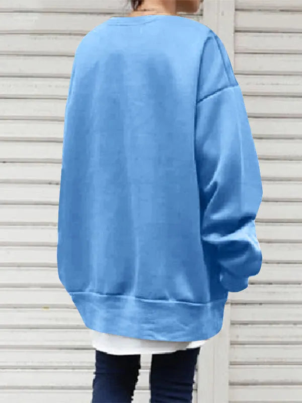 Loose Color Round-neck Sweatshirt Top
