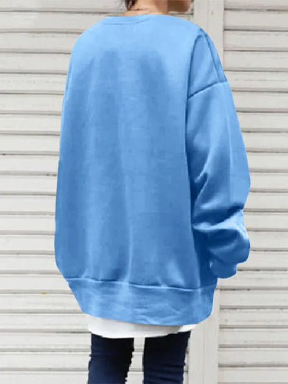 Loose Color Round-neck Sweatshirt Top