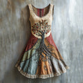 Viking Tree Of Life Lace Art Linen Tank Dress elevenforest