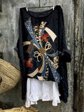 Vintage Traditional Japanese Art Linen Blend Tunic elevenforest