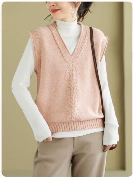 Spring V-neck Knitted Waistcoat