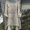 Vintage Japanese Art Floral Linen V Neck Comfy Shirt elevenforest