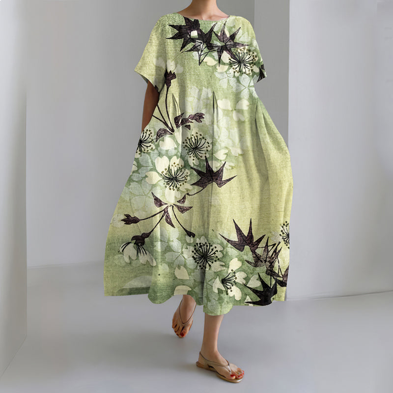 Comstylish Women's Japanese-style Floral Art Casual Dress