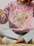 Cherry Blossom Full Moon Japanese Art Gradient Sweatshirt elevenforest
