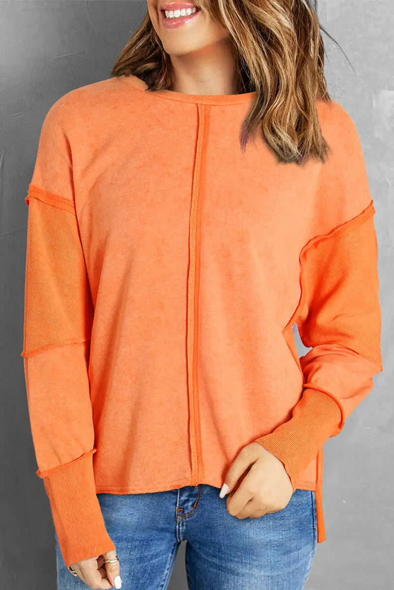 Orange High Low Sweatshirt