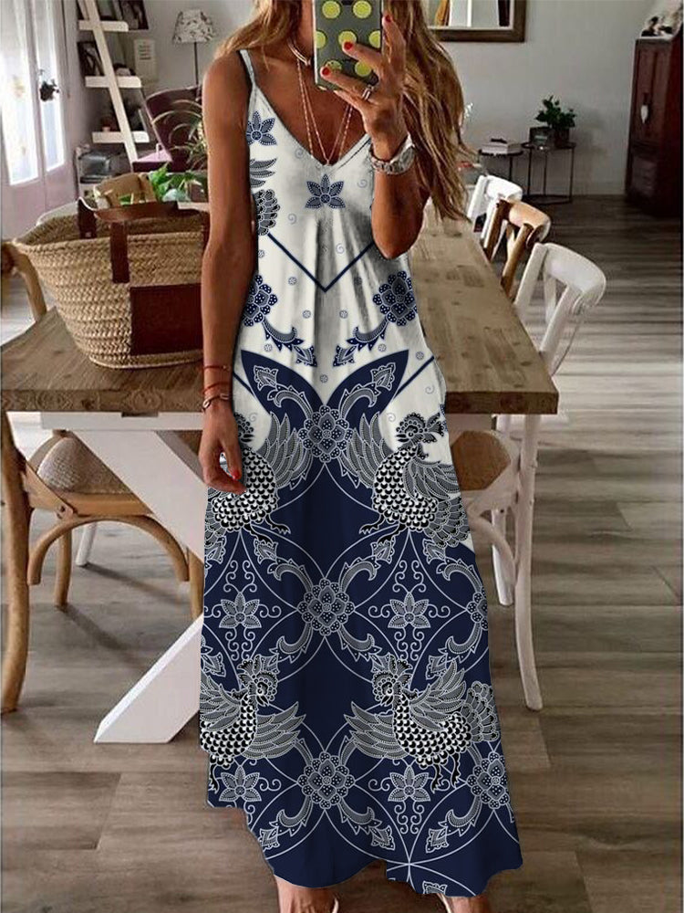 Ethnic Bohemian Floral Women's Loose Long Dress elevenforest