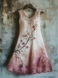 Vintage Celtic Knot With Cherry Blossoms Pattern Linen Tank Dress elevenforest