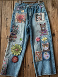 Women's Bohemian Style Cat-print Jeans elevenforest