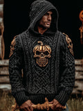 Men's Vintage Halloween Pumpkin Skull Chunky Hooded Sweater elevenforest