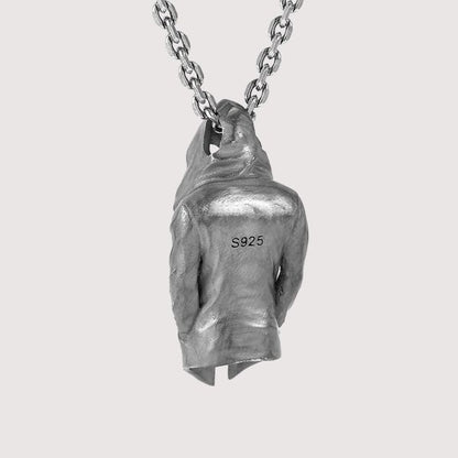 Sterling Silver Assassin Cloak Trench Coat Pendant Necklace