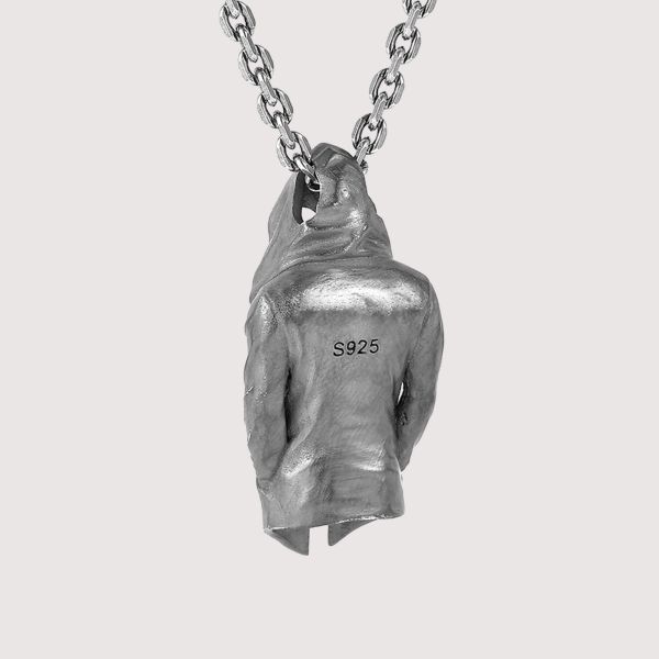 Sterling Silver Assassin Cloak Trench Coat Pendant Necklace