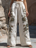 Women's Vintage Embroidery Art Comfy Linen Pants elevenforest