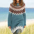 Vintage Fairman Island Geometry Pattern Cozy Sweater Dress elevenforest