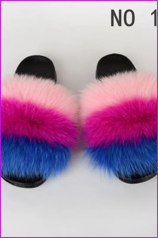 {5-7 Days Wait for Make} New Color Fox Fur Slides F639