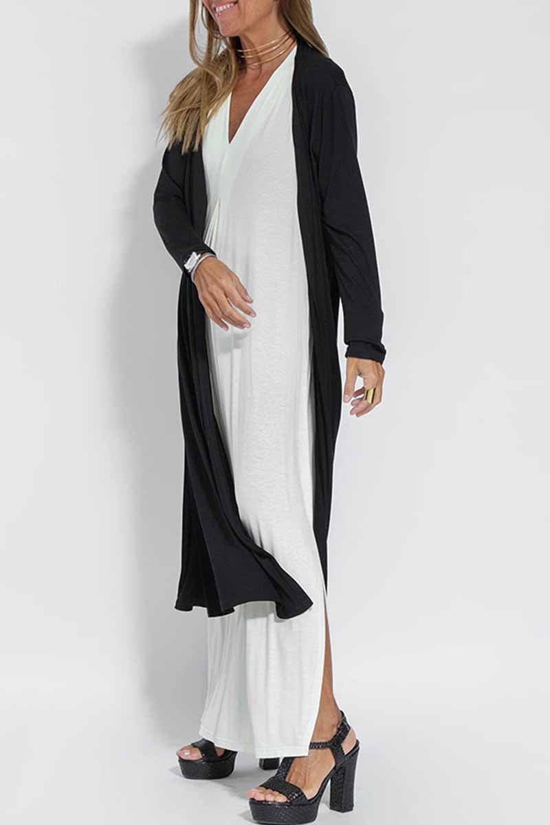 Street Slit Cardigan Collar Outerwear