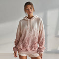 Vintage Floral Embroidery Gradient Art Women's Linen Hoodie elevenforest
