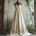 Boho Floral Embroidered Linen Cami Maxi Dress elevenforest